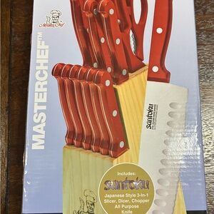 Red Knife Set with Block
